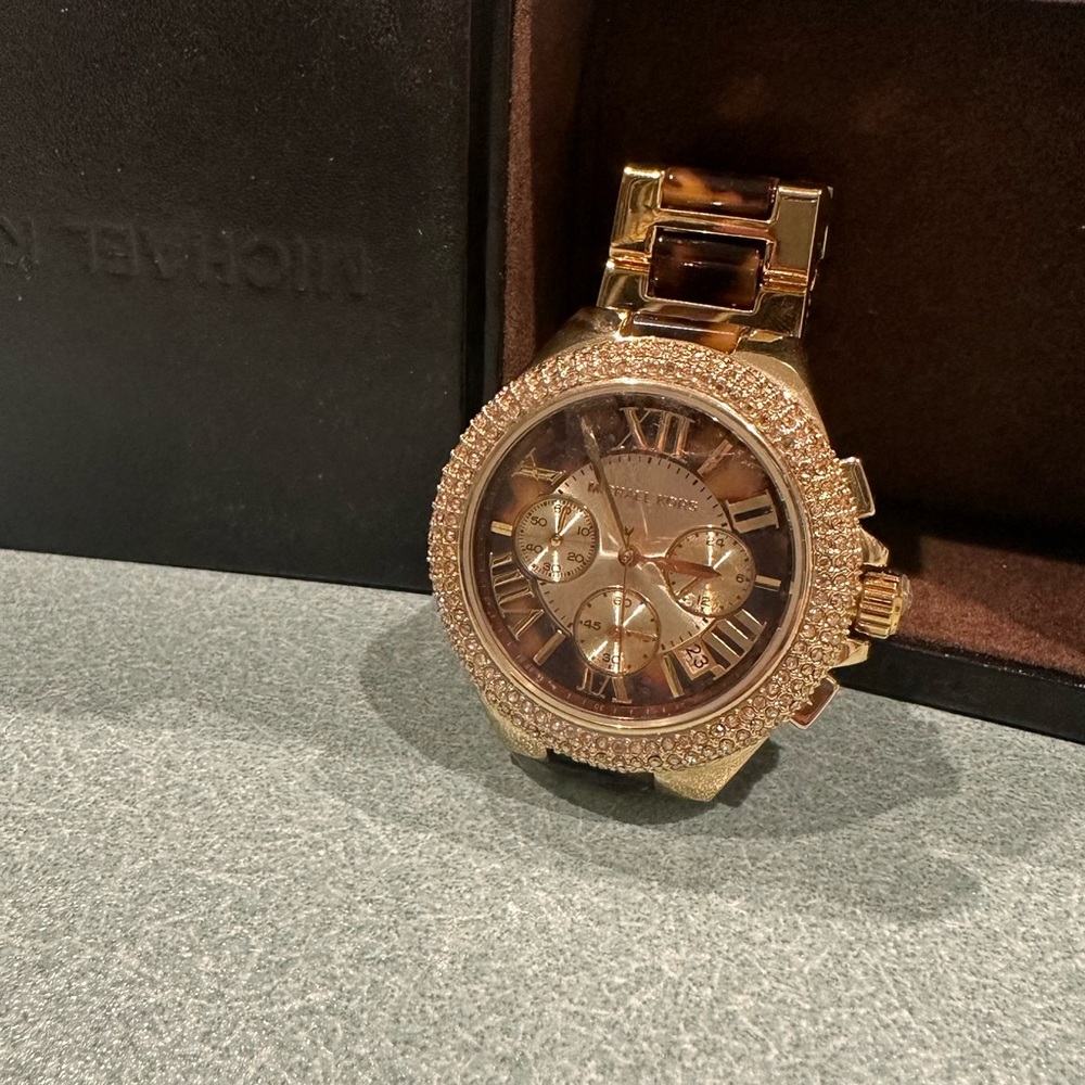 MK Tortoise Camille Glitz Watch